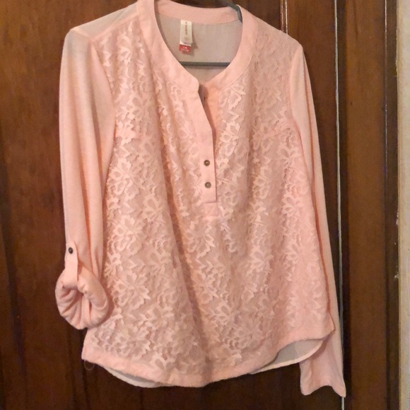 Tops - Pink long or half length sleeve blouse, L